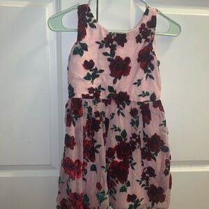 Floral Pink and Red Kids Dress